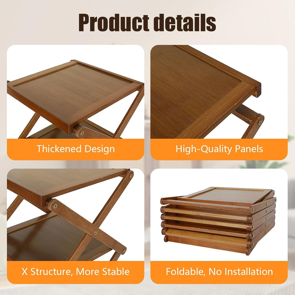 YYW Shoe Rack, Foldable Bamboo Shoes Shelf, Freestanding Shoe Storage Organis...