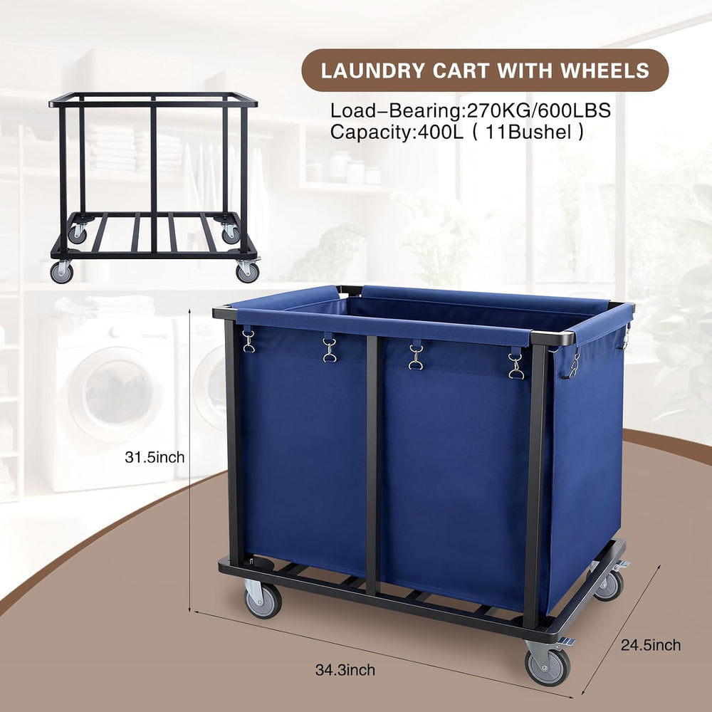 Commercial Laundry Cart with Wheels,600 LBS Rolling Laundry Cart