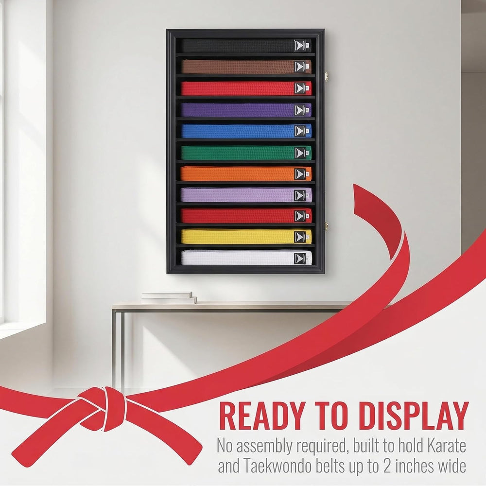 DisplayGifts Martial Art Karate Taekwondo Belt Acrylic Door Display Case Rack...