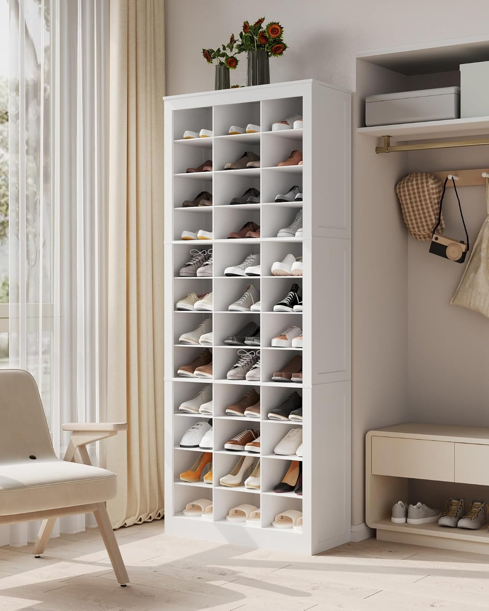 Hzuaneri Shoe Storage Cabinet, 36 Pairs Free Standing Closet Organizer
