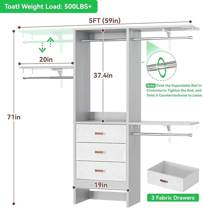 Armocity 5FT Small Closet System
