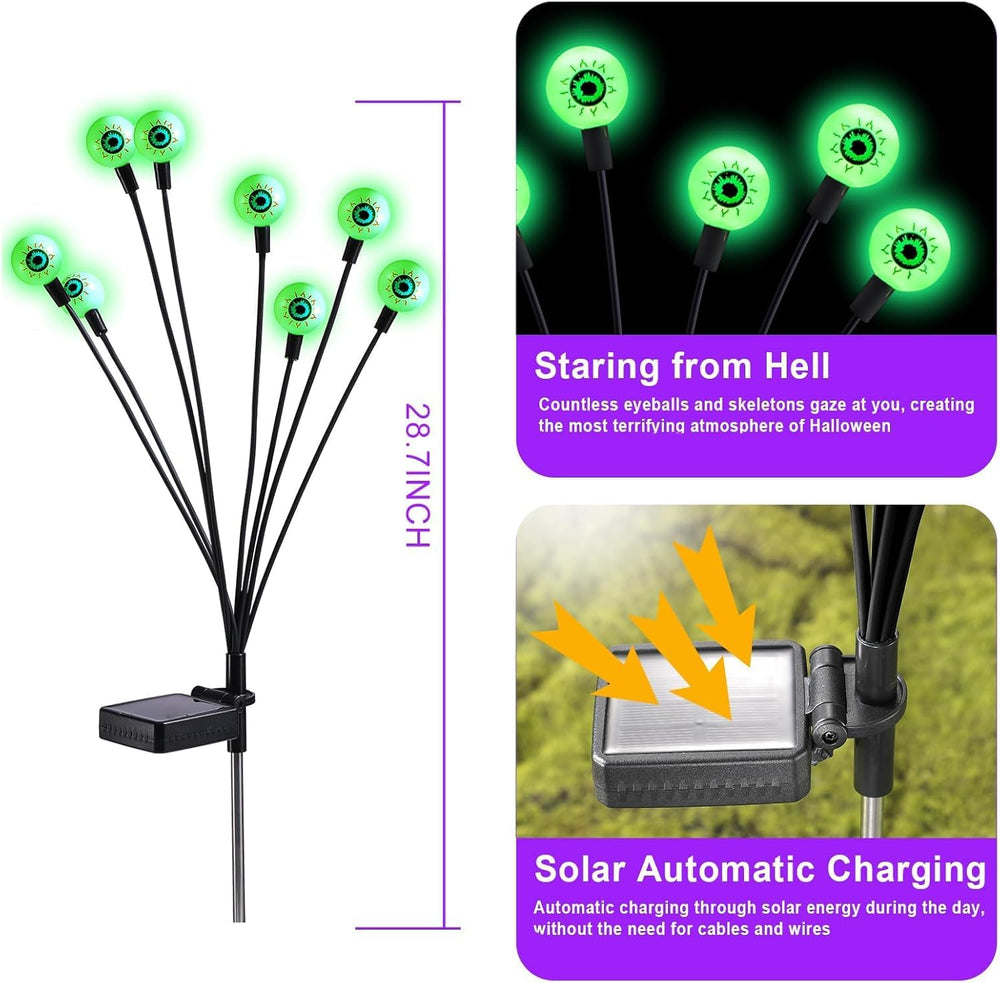 ASMAD Halloween Decorations Outdoor Solar Scary Eyeball Lights,8Pack 64LEDs