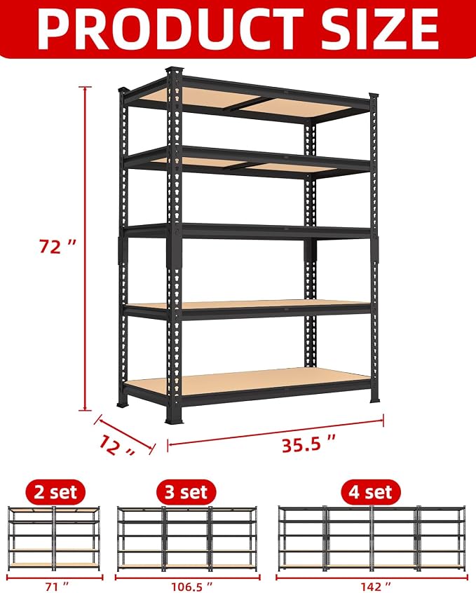 PrimeZone 35.5" x 12" x 72" Heavy Duty Storage Shelves