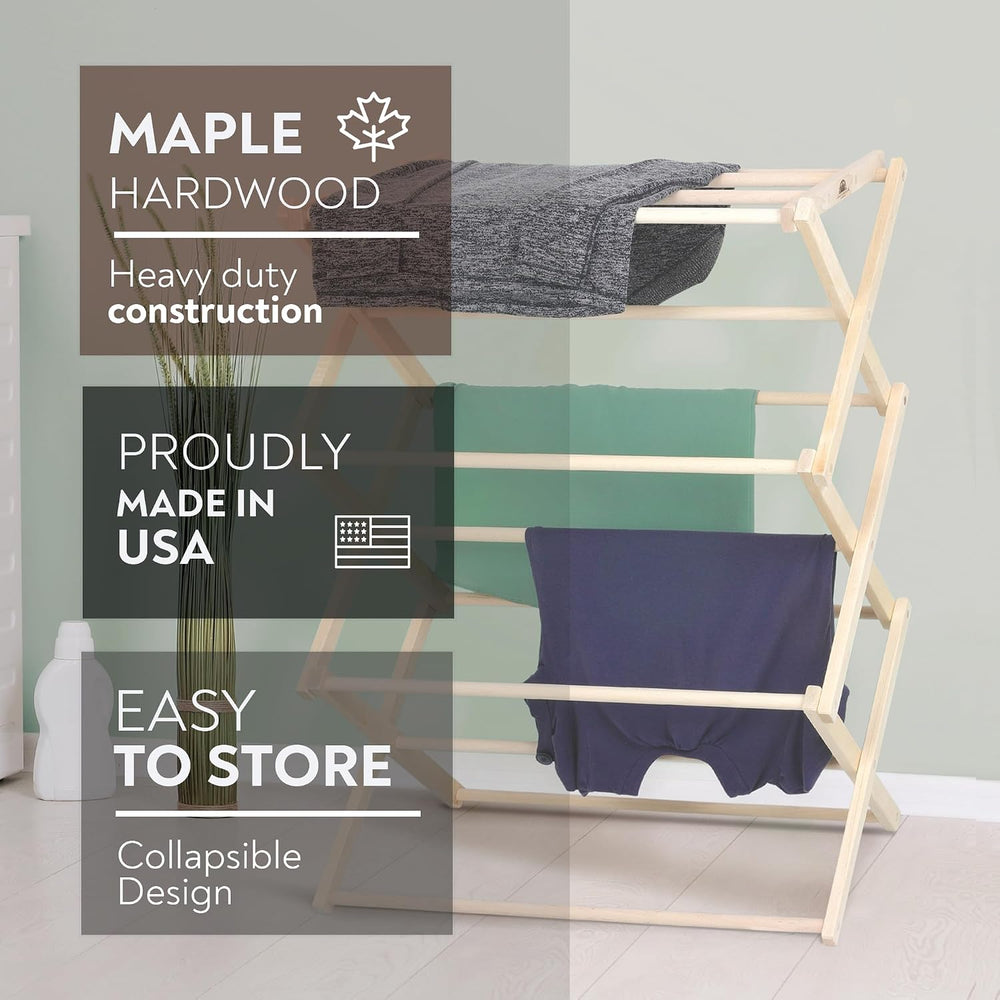 Pennsylvania Woodworks Premium American Maple Clothes Drying Rack - Handcraft...