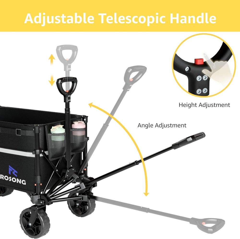 ROSONG Collapsible Wagon Cart with Wheels Foldable - Folding Utility Heavy Du...