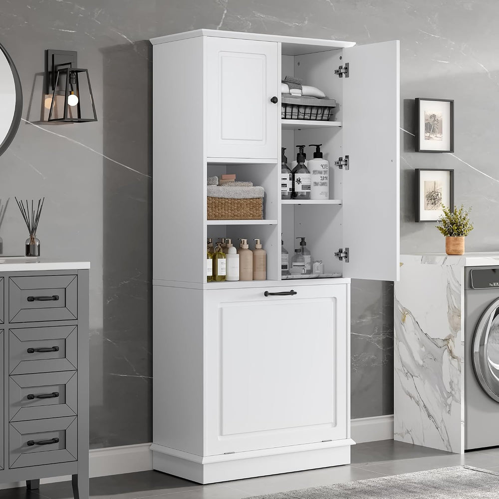 Bellemave 67.7” Tall Tilt-Out Laundry Cabinet Hamper, Large Pull Out Laundry ...