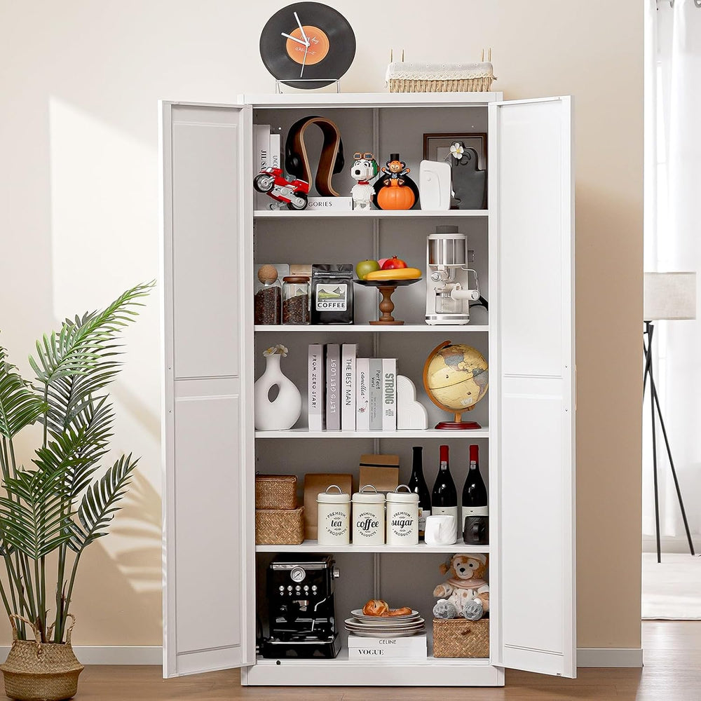 71"Tall Metal Kitchen Pantry Storage Cabinet with Doors& 4 Shelves