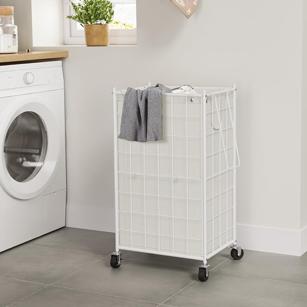 WOWLIVE Rolling Laundry Basket, Metal Wire Frame Laundry Hamper with Wheels