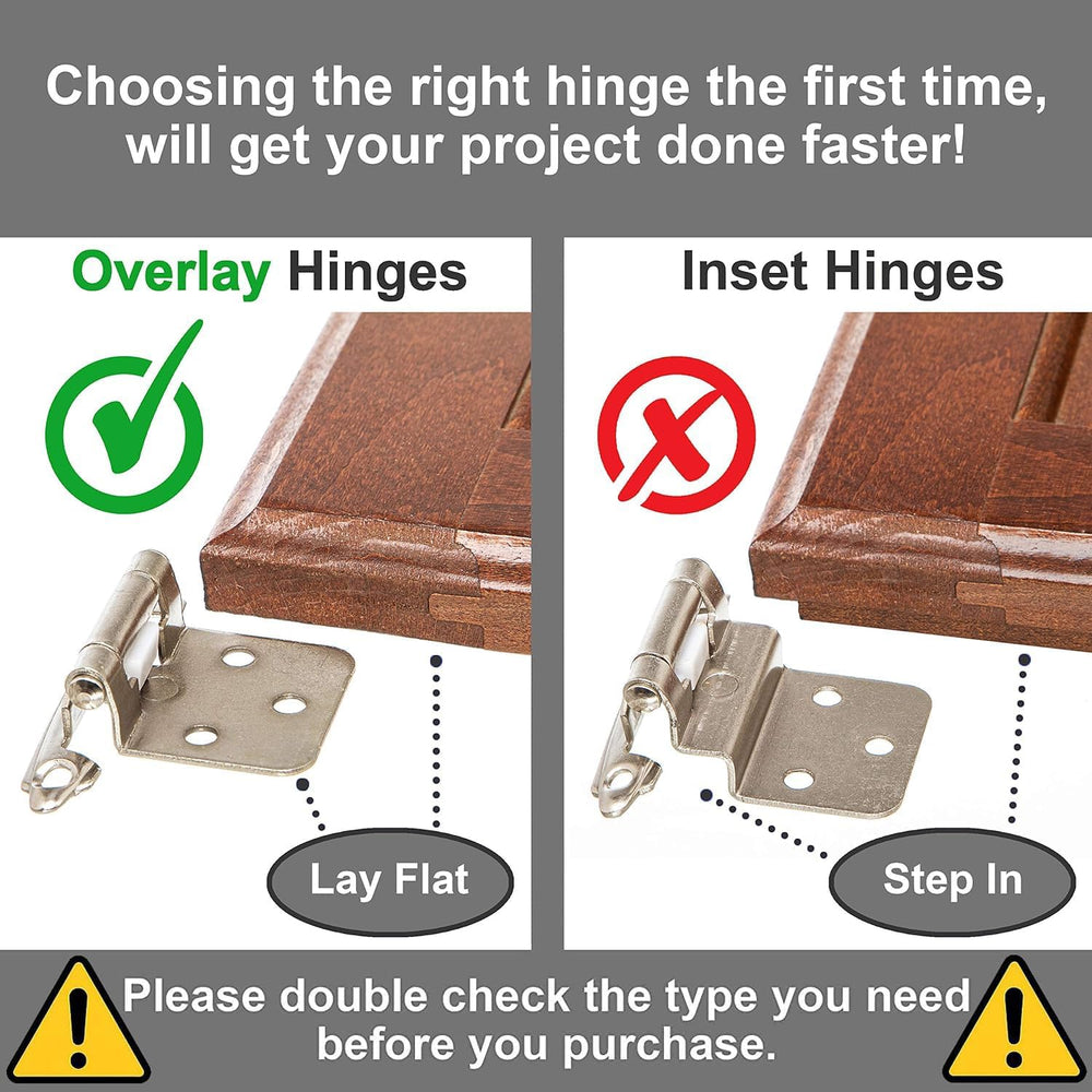 DecoBasics Cabinet Hinges Brushed Nickel for Kitchen Cabinets Doors (25 Pair ...