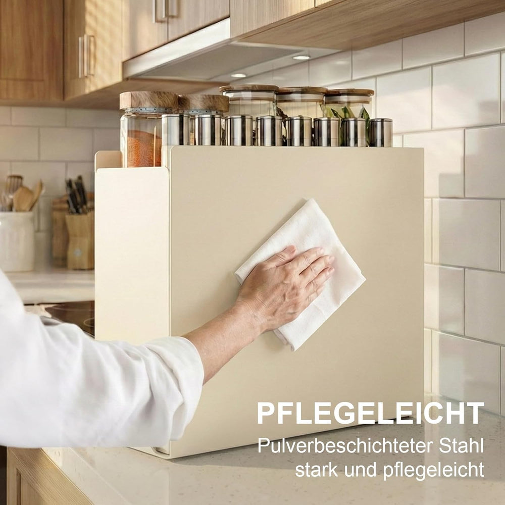 2-Tier Countertop Pull Out Spice Rack with Sliding Drawer, Cream