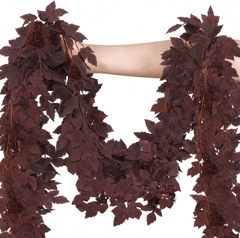 Mega-L Halloween Garland, 2 Pack Purple Grape Leaf Garland Halloween Decor