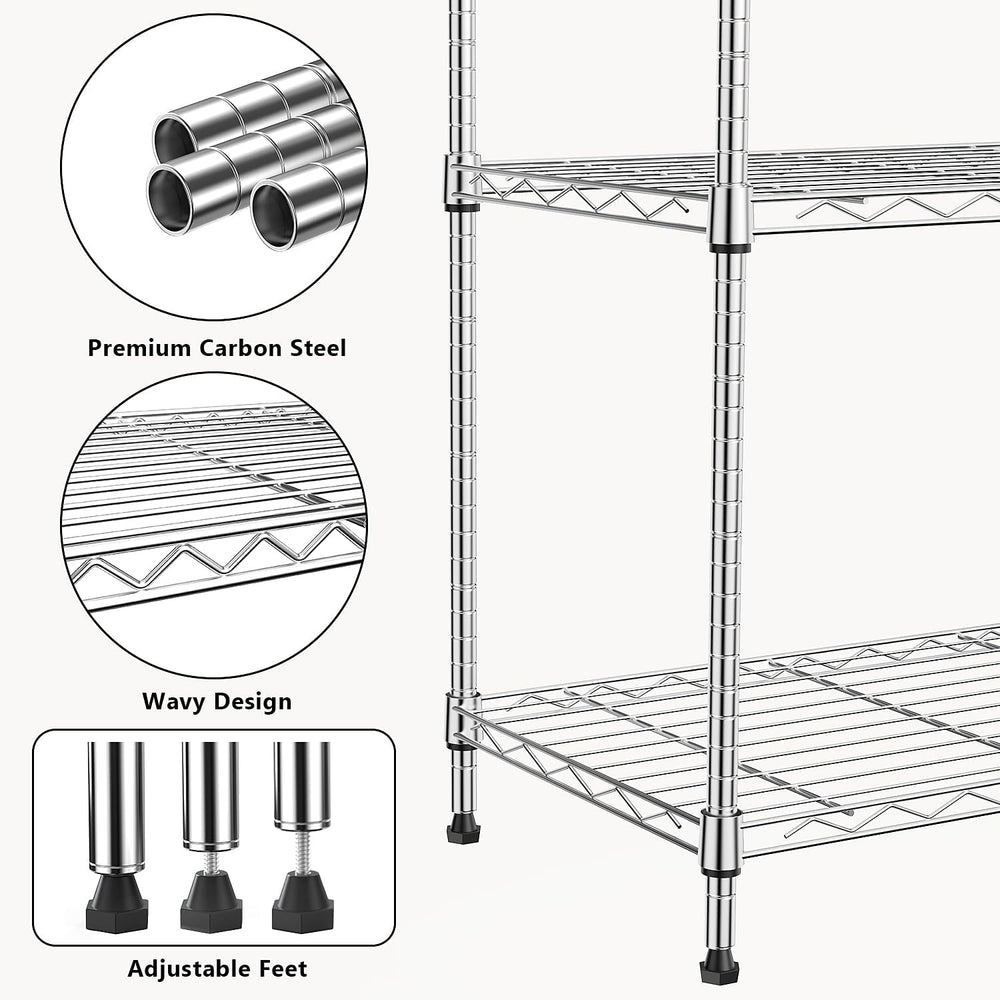 M MZG 1250 lbs 5 Tier Shelf Metal Storage Shelves Wire Rack Closet Organizers...