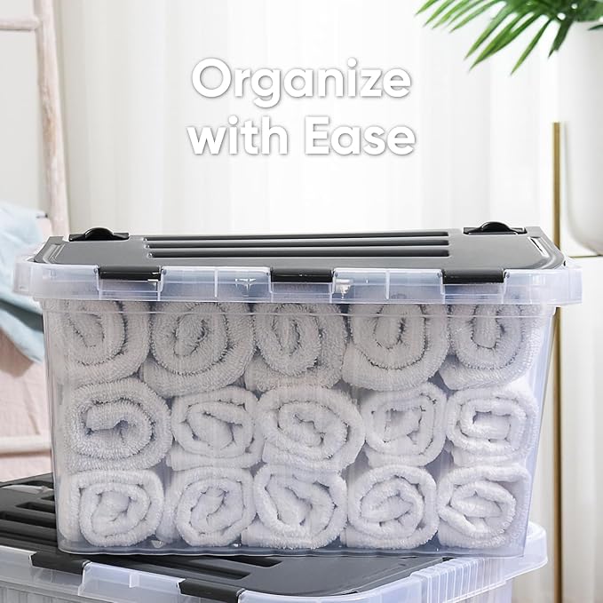 Superio Storage Bins with Lids, Stackable Totes, BPA Free, Odor Free, Organiz...