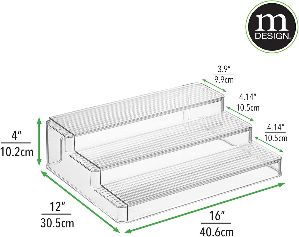 mDesign Plastic Expandable 3-Tier Storage Cabinet Shelf Organizer - Clear