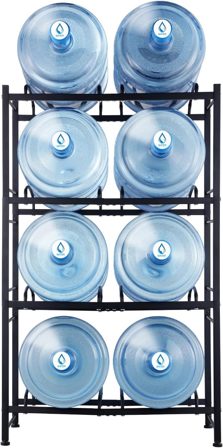 VEVOR 5 Gallon Water Jug Holder, 4 Tiers Double Row Heavy Duty Water Bottle R...