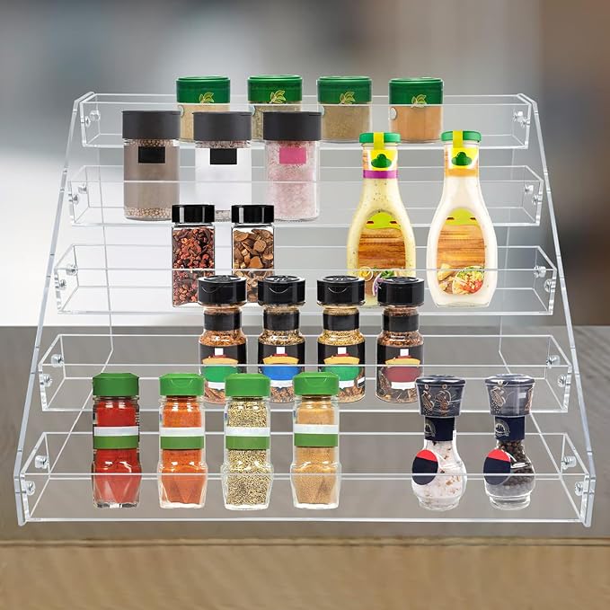 PMMASTO Tiered Spice Rack, Seasoning Organizer, Kitchen Organization and Storage