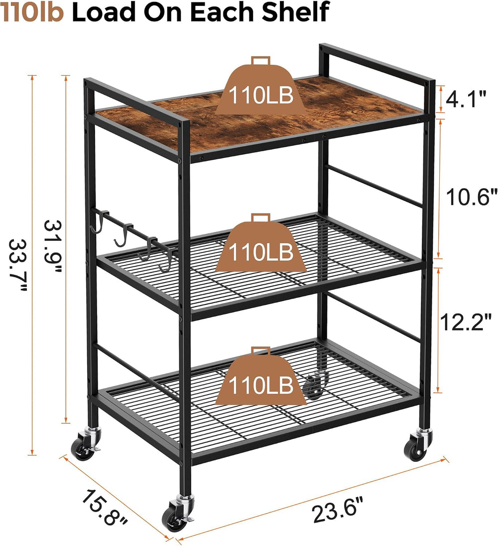 3 Tier Rolling Kitchen Microwave Cart, Utility Cart , Microwave Stand