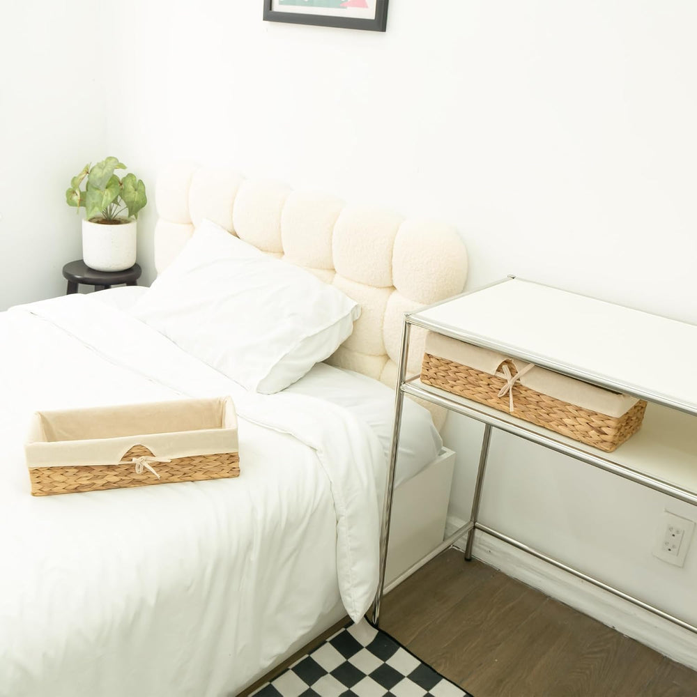 Tank Topper Storage Baskets - Woven Wicker Basket for Toilet Paper Holder, Ba...
