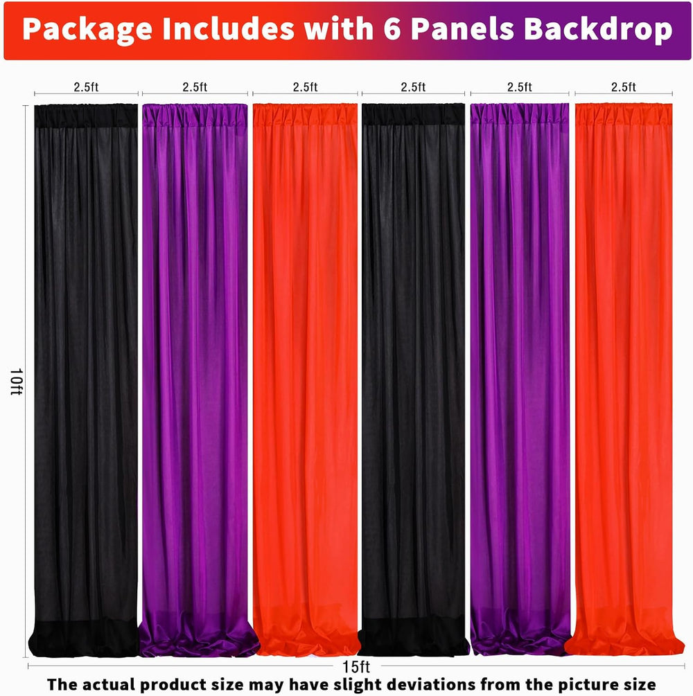 Halloween Backdrop Curtain 15ftx10ft - Halloween Wrinkle Free Satin Drapes