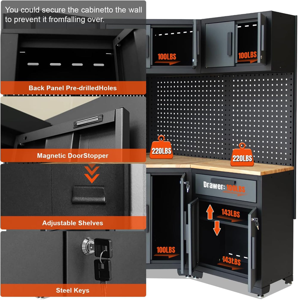 Corner Workshop Set - Garage Cabinets and Storage System