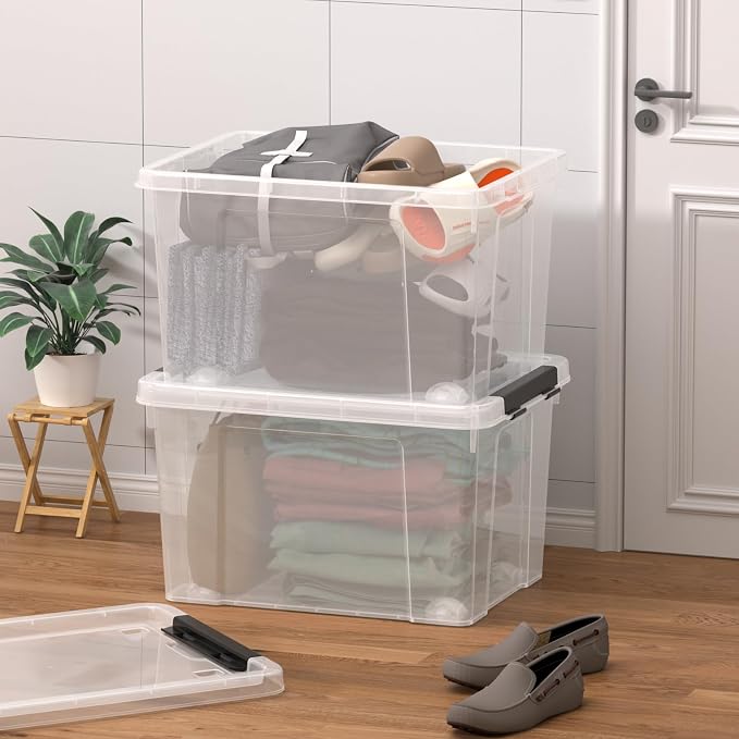 Zopnny 52 Quart Stackable Plastic Storage Bins (4 Pack)