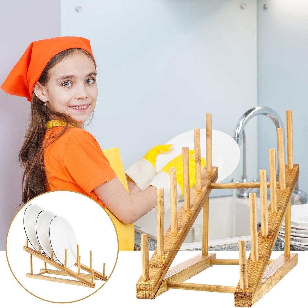 Suclain 6 Pcs Wooden Bamboo Dish Drying Rack Kitchen Cabinet Organizer for Ca...