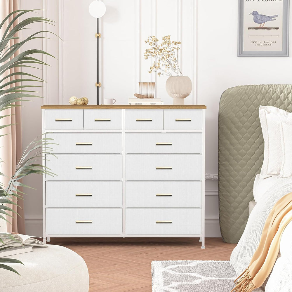 VASICAR Dresser for Bedroom with 12 Deep Drawers, Wide Chest of Drawers
