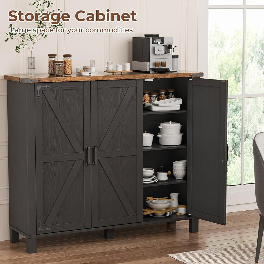 5-Tier Farmhouse Shoe Storage Cabinet with with 4 Adjustable Shelves, Black