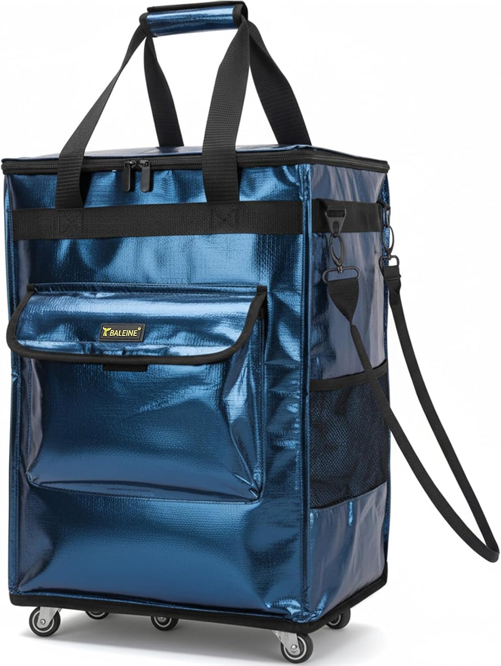 BALEINE Reusable Grocery Bag on Wheels, Foldable Rolling Tote Bag