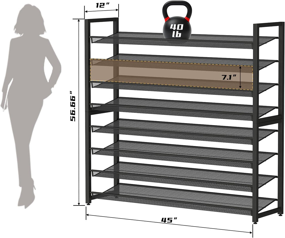 Metal Shoe Rack,Large 8 Tier Shoe Organizer, Heavy Duty Metal 4-Tier Stackabl...