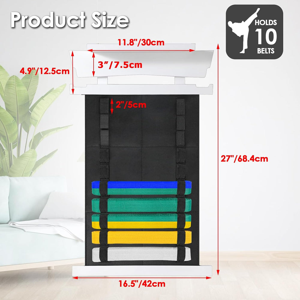 10 Belts Karate Belt Display Rack with Personalized Stickers