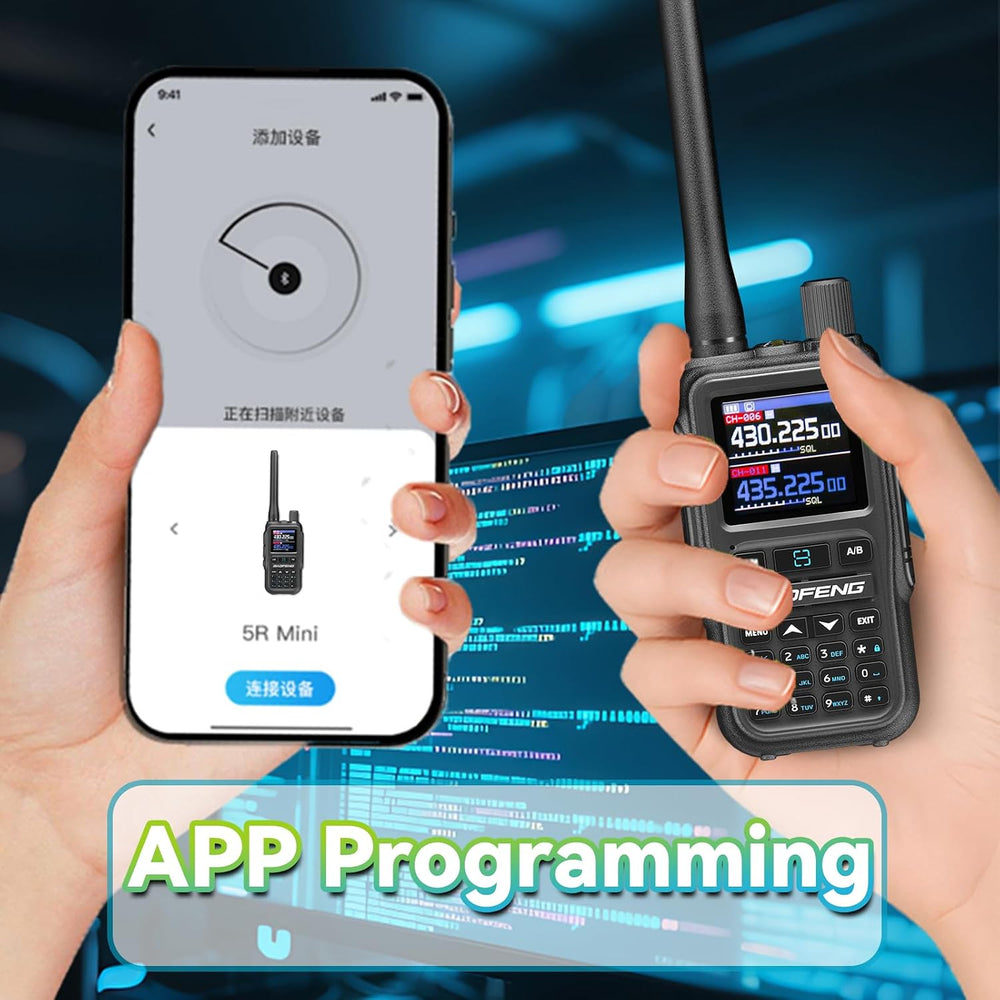 BAOFENG UV5RMINI Two Way Radio NOAA Weather Radio Dual PTT 999CH Survival APP...