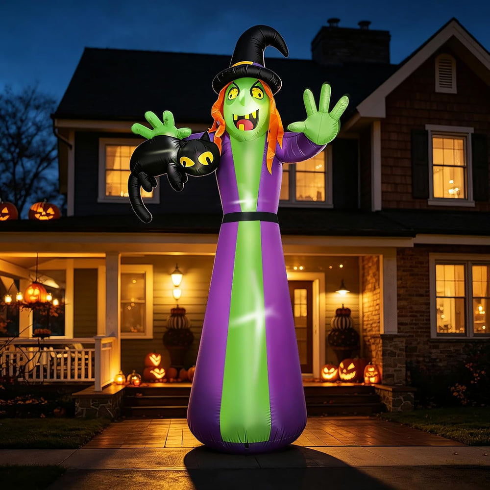 12 FT Giant Halloween Inflatables Witch Outdoor Decoration-Huge Blow Up Spook...