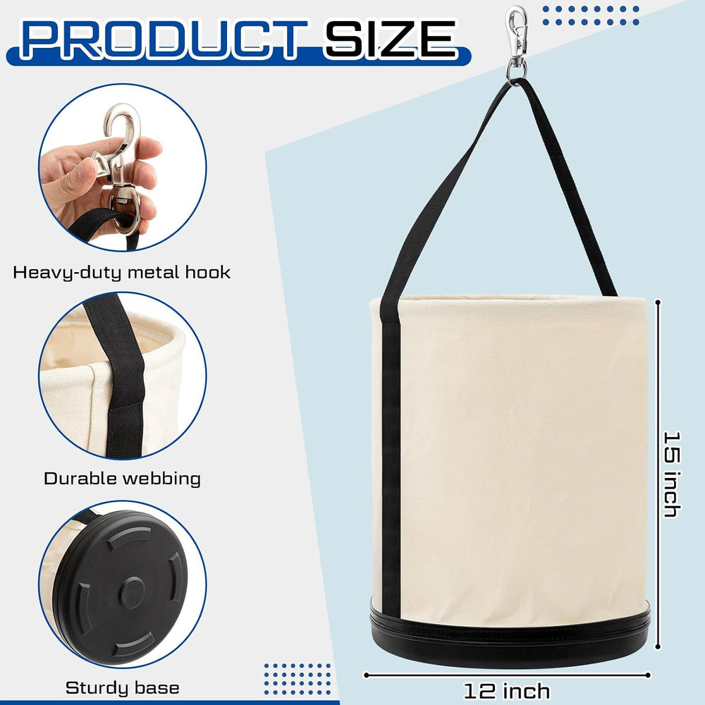 Eccliy 2 Set of Canvas Bucket Bags, Aerial Oval Tool Bucket with Black Polypr...