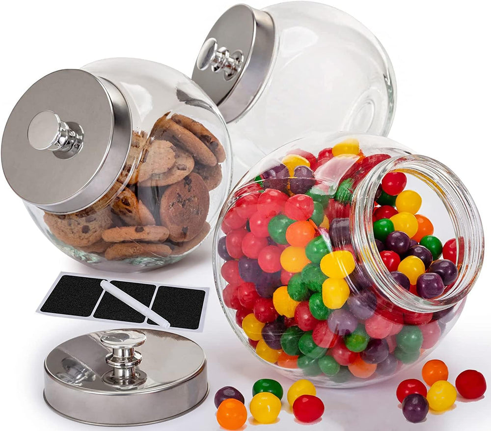 Glass Cookie Jars for Kitchen Counter (3 Pack) 75oz Food Storage Canisters wi...