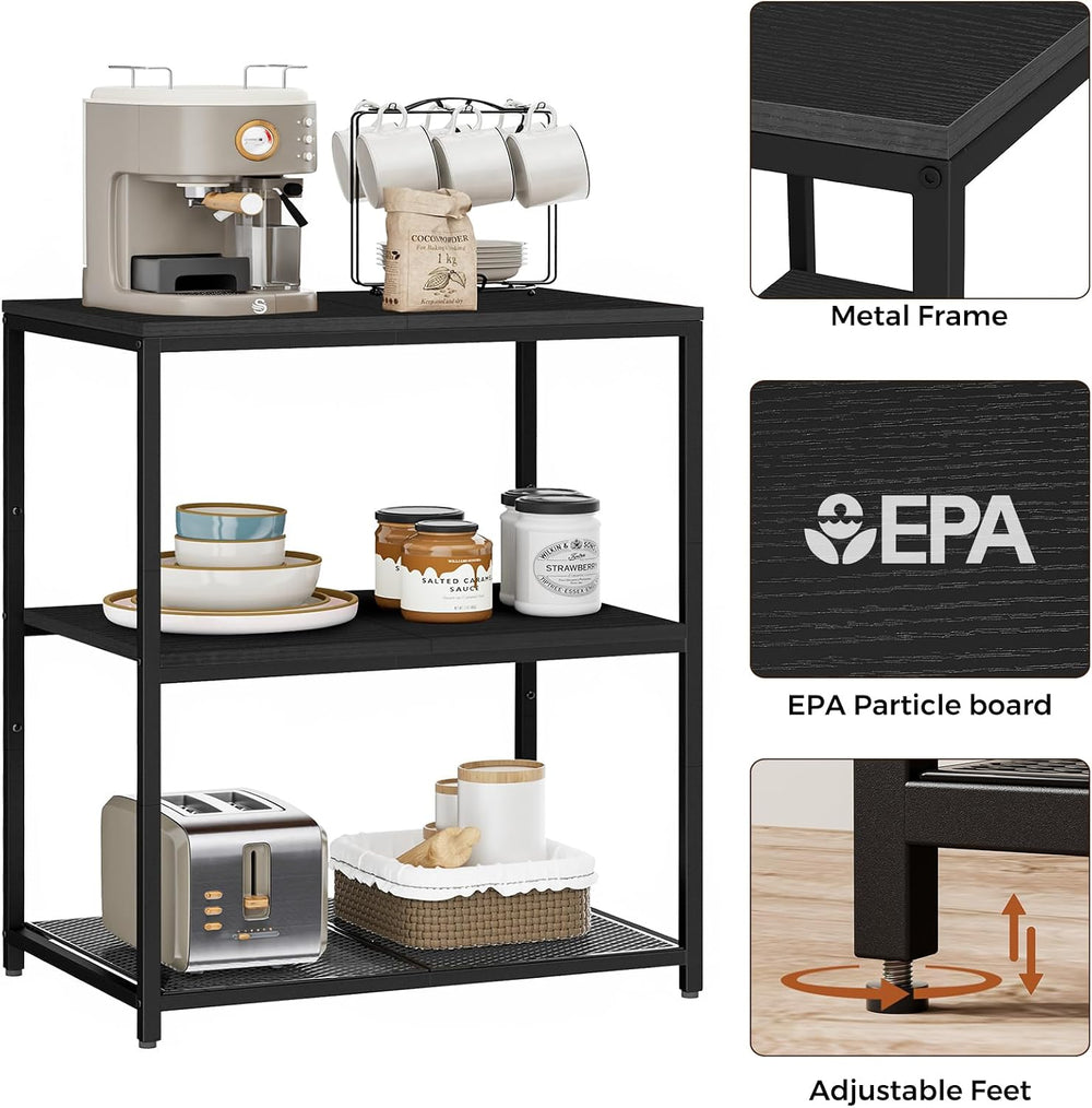 Kitchen Island with 3 Shelves, Workbench, Microwave Stand