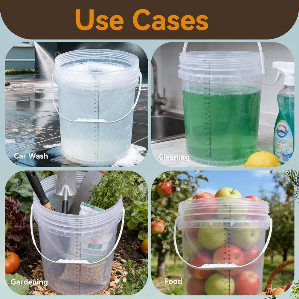 5 Gallon Bucket with Lid & 2.6 Gal Plastic Food Storage Containers, 5 Pac...