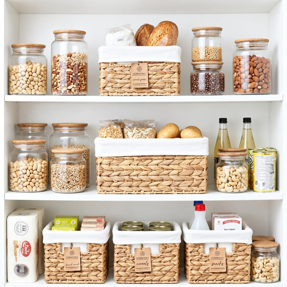 Wicker Basket, 2 Pack Wicker Storage Baskets for Shelves, Water Hyacinth