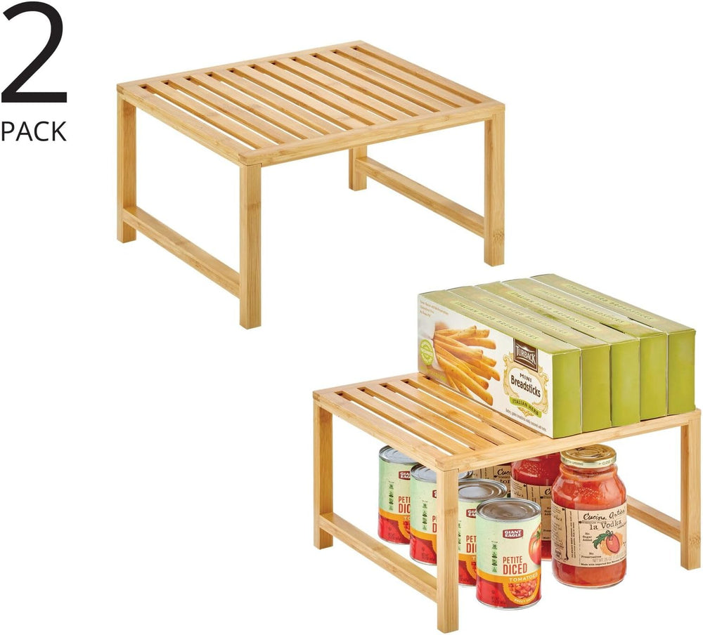 mDesign Wooden Stackable Storage Shelf - Food and Kitchen Organizer for Cabin...