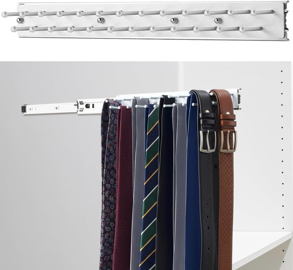 Blulu 1 Pcs 13.8'' Sliding Tie Rack Hangers for Closet, 25 Tie Each, ...