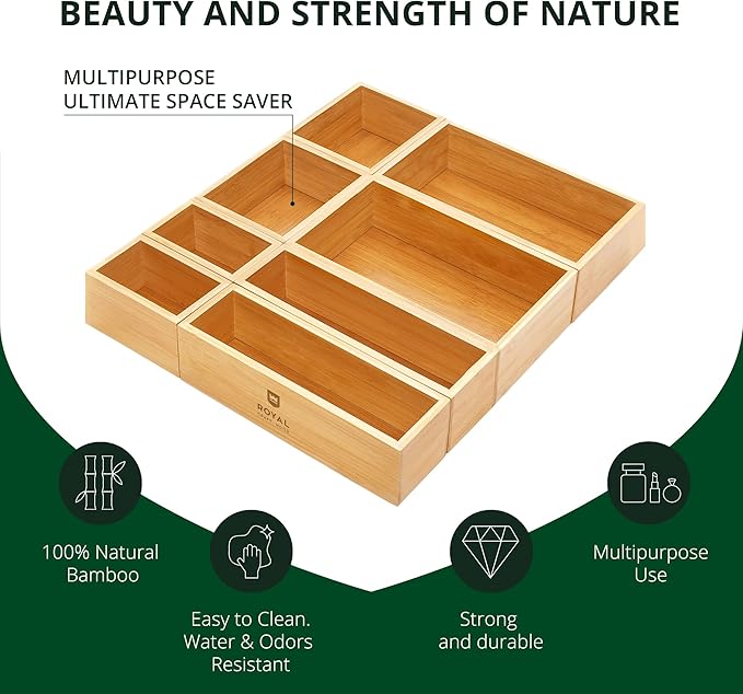 ROYAL CRAFT WOOD Bamboo Jewelry Organizer Box & Chests Set