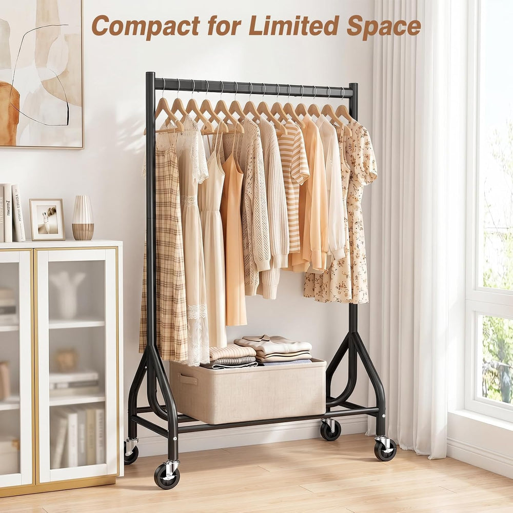 Heavy Duty Clothes Rack Load 268 LBS, 31.5 inch Hanging Rod, Black