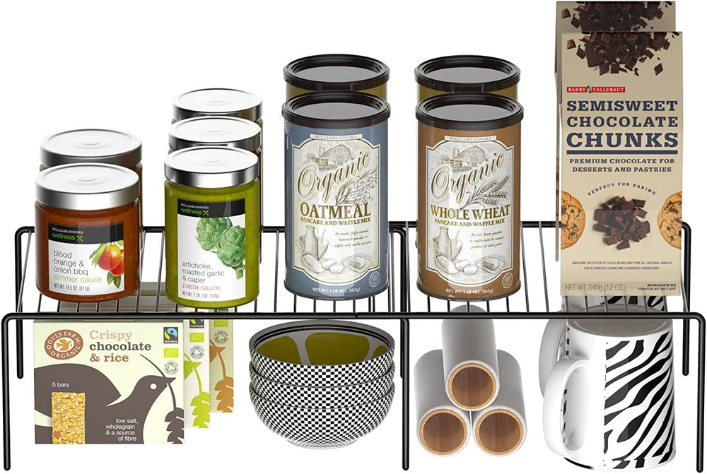 Kitchen Cabinet Expandable Shelf Organizers Set of 4, Adjustable Metal Wire P...