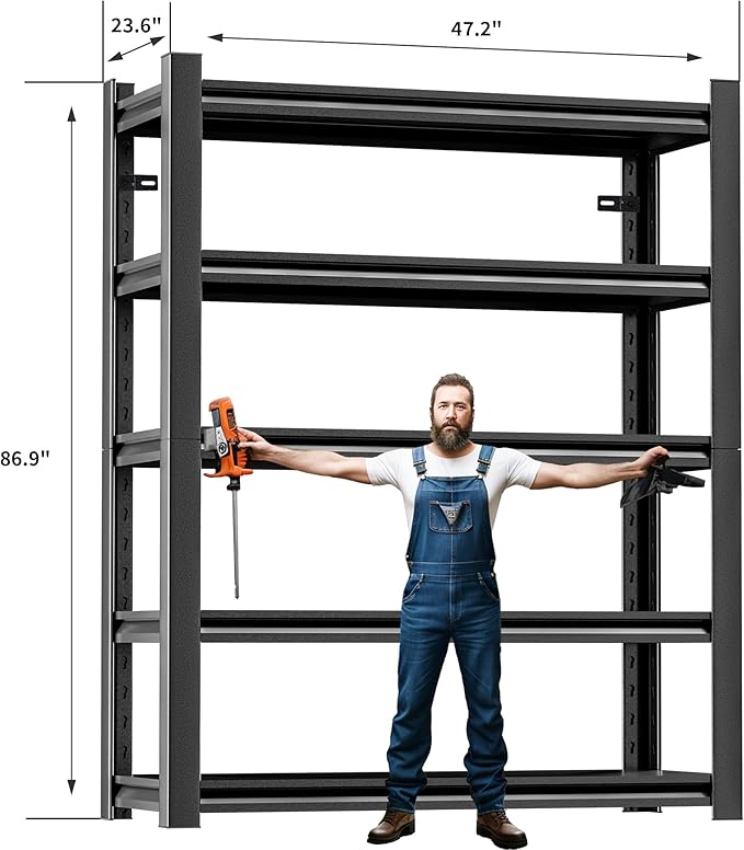 3 Pieces Garage Shelving, Heavy Duty Sturdy Steel Thickened Metal Shelves