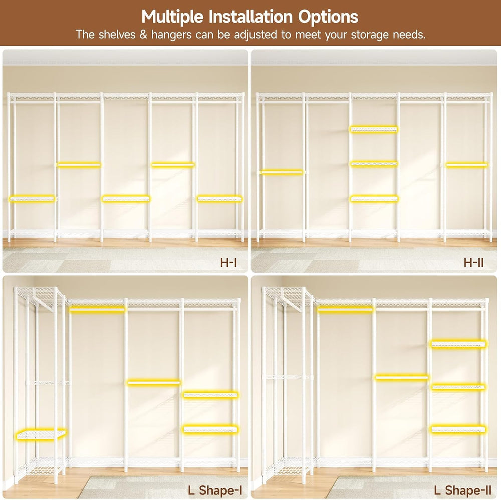 F5 Heavy Duty Clothes Rack Freestanding Modular Closet System White