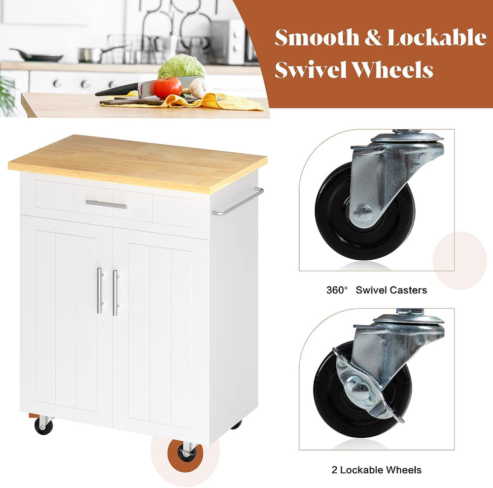 JY QAQA 26" Rolling Kitchen Island Cart on Wheels, Mobile Storage Cabine...