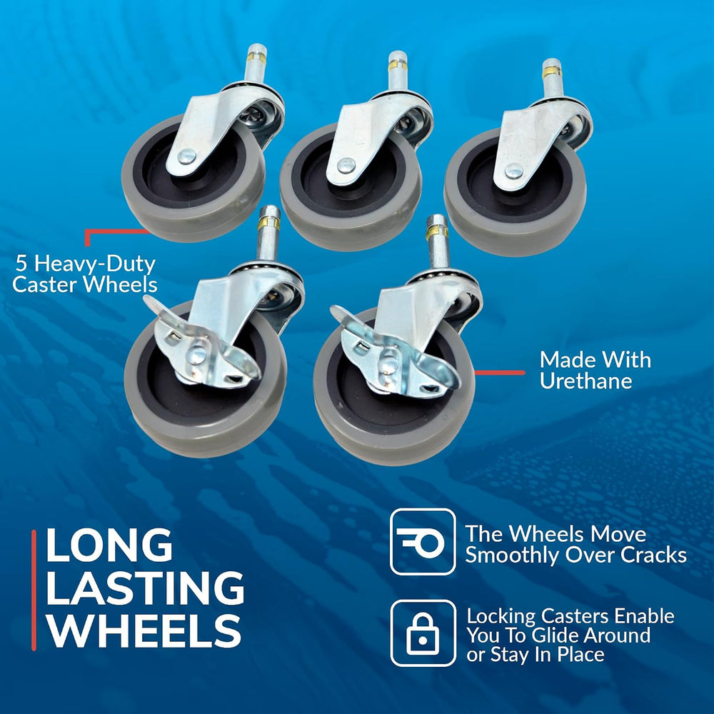 Grit Guard Bucket Dolly with Wheels - Rolling Detailing Wash Bucket with 5 Wh...