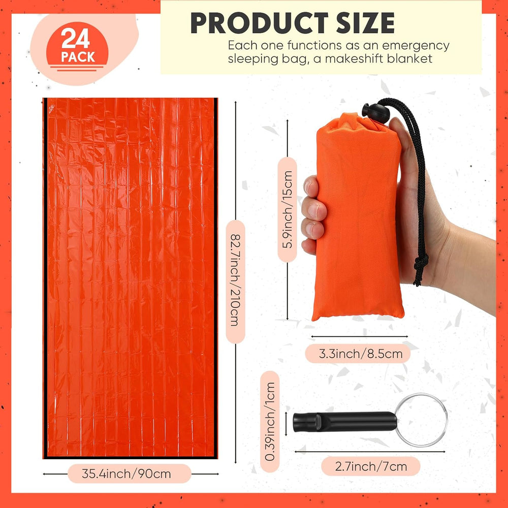 Qunclay 24 Set Emergency Sleeping Bag Survival Bivvy Sack Whistles