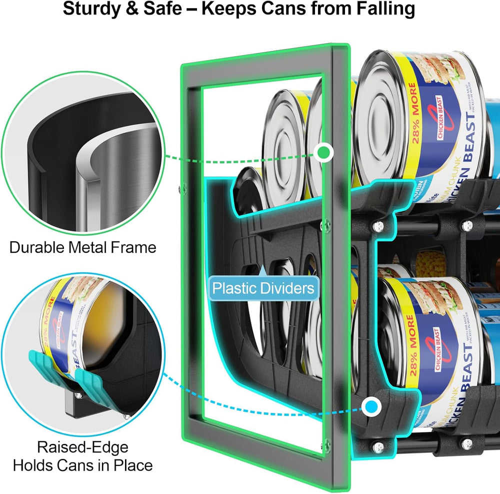 iSPECLE Can Organizer for Pantry - Auto-Rolling, Expands to Hold 60 Cans