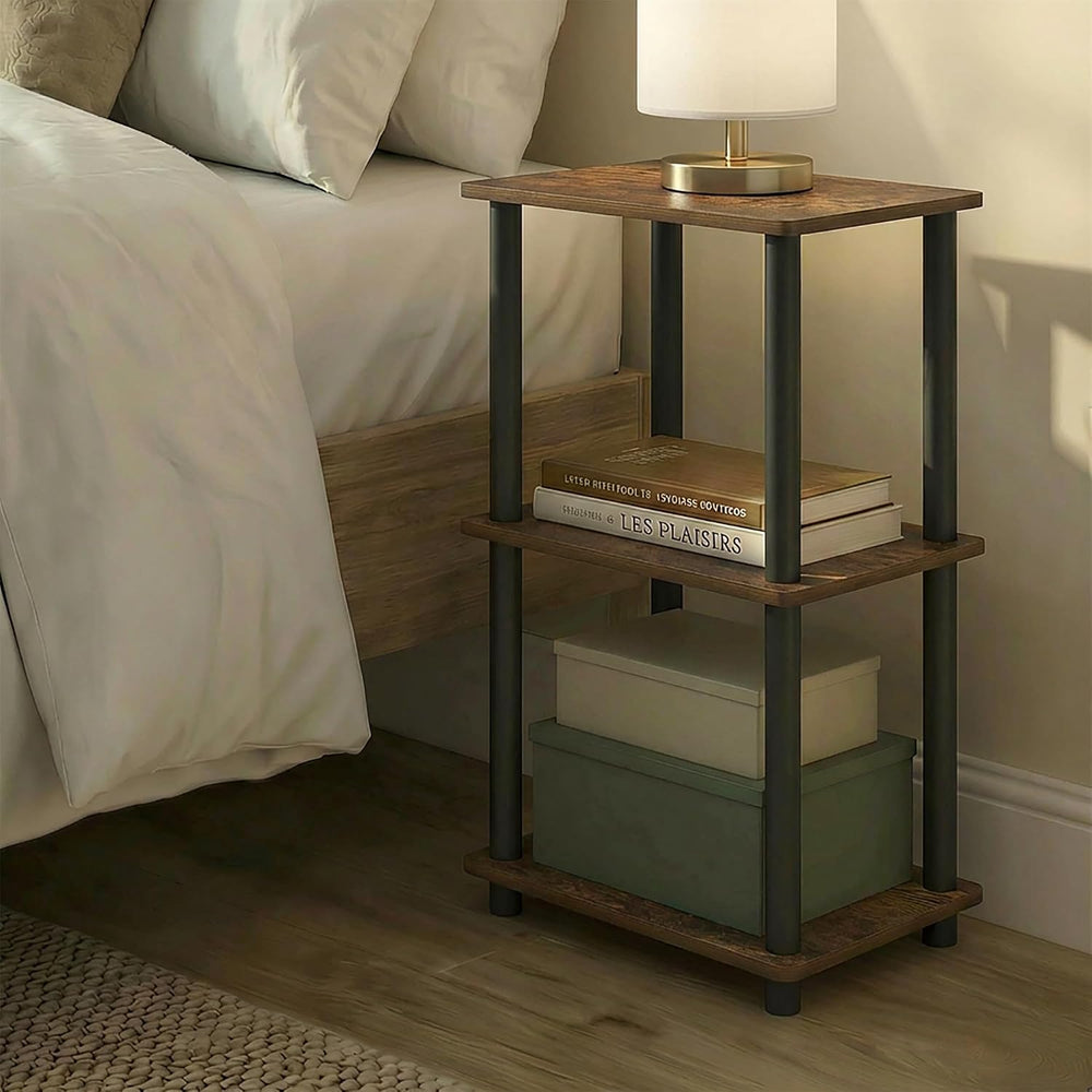 Furinno Turn-N-Tube Storage Shelves, 3-Tier Open Frame Book Shelf, Standing C...